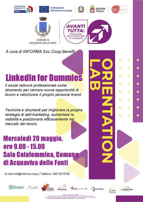 Punti cardinali for work  � �Avanti tutta: Acquaviva delle fonti per la comunit�� Laboratorio di orientamento (Orientation Lab) del prossimo 20 maggio Linkedin for Dummies