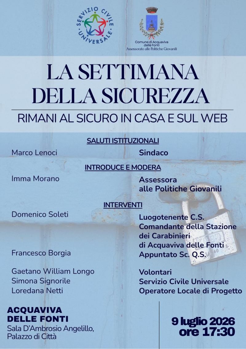 La settimana della sicurezza - 9 luglio 2026 ore 17.30